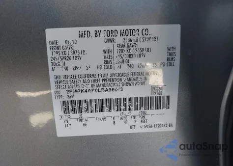 2020 Ford Edge St из США, поврежденный, VIN 2FMPK4AP0LBA96643